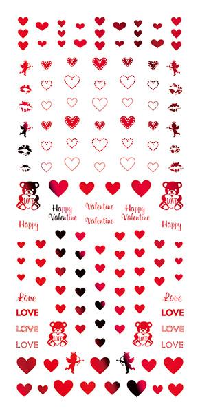 Tsumekira Valentine Heart Red SG-VLT-303 (For Gel) [Seasonal]